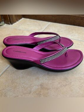 croft & barrow Magenta Rhinestone Wedge Sandals